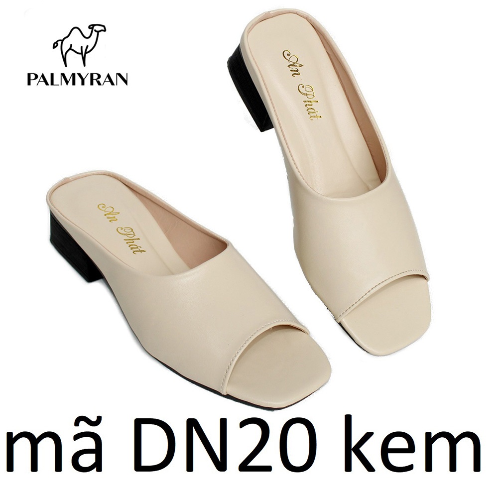 Sục nữ hỡ mũi da sịn thật DN20 cao 3cm - Dép trung niên đi êm chân