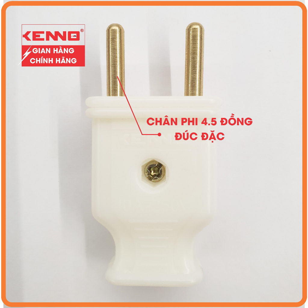 Phích cắm chịu tải Kenno công suất 2000W màu trắng Chân phích 4.5mm