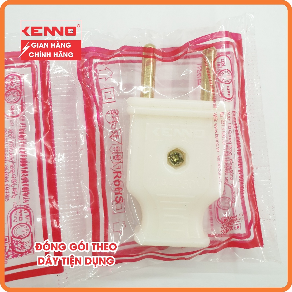 Phích cắm chịu tải Kenno công suất 2000W màu trắng Chân phích 4.5mm