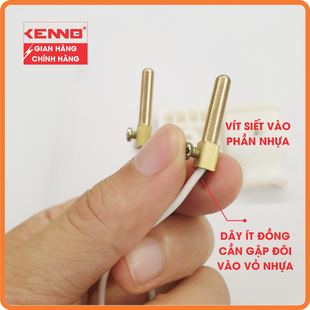 Phích cắm chịu tải Kenno công suất 2000W màu trắng Chân phích 4.5mm