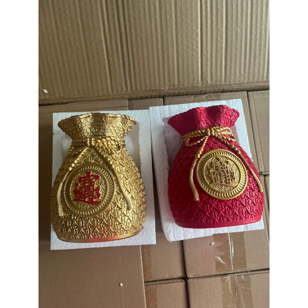 Bình hoa hình túi tiền , tượng trưng tài lộc may mắn, bình hoa đồng tiền cắm bông lúa mạch