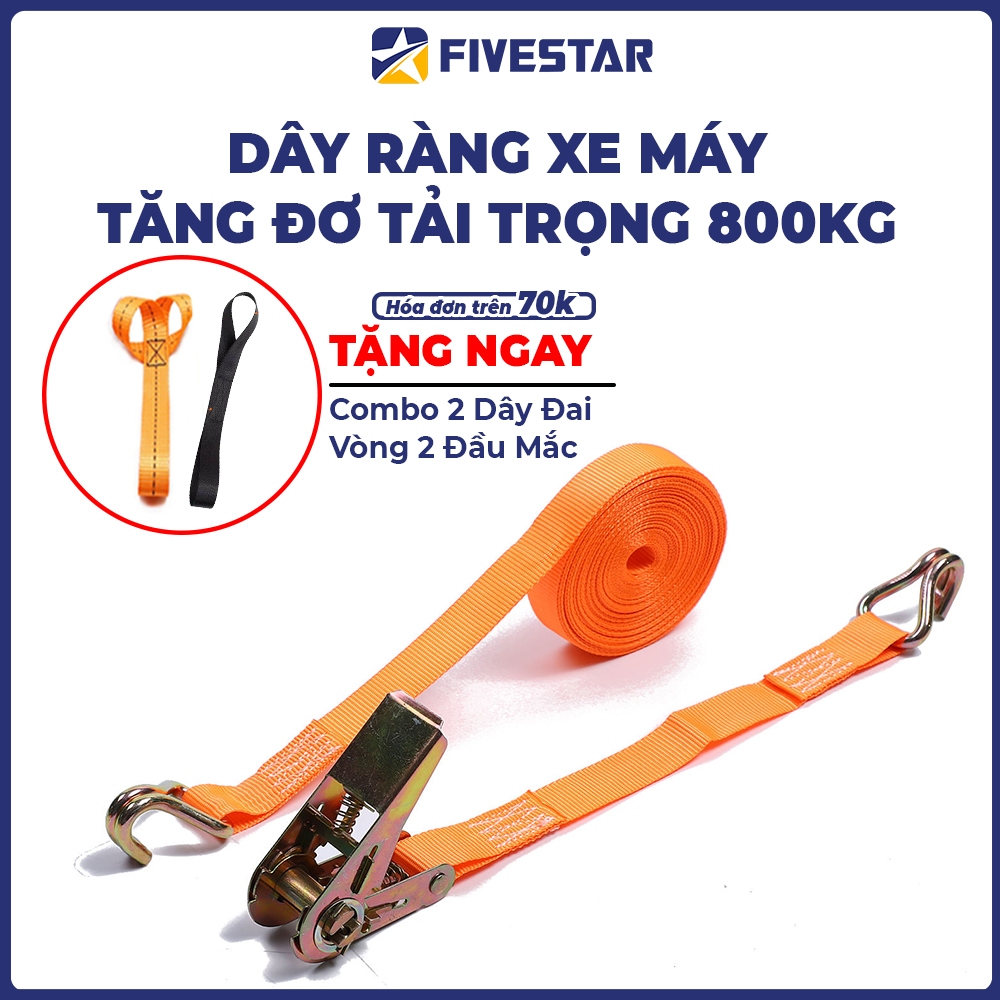 Mua 1 được 2 - Dây ràng xe máy tăng đơ bản 2.5cm tải trọng 800kg đầu ...