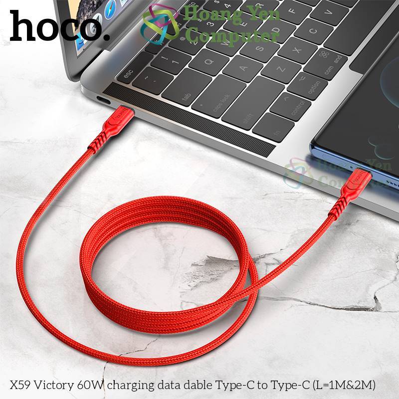 Cáp Sạc Type C to Type C 60W Hoco X59 - Chiều Dài 1M, 2M - Chính Hãng - Hoàng Yến Computer