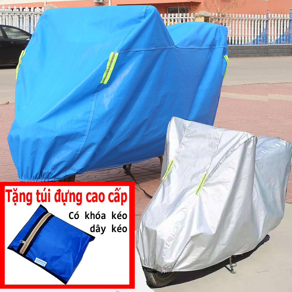 Áo bạt phủ trùm xe máy Full Size, Sử dụng được cả 2 mặt vải, Cán Pu ...