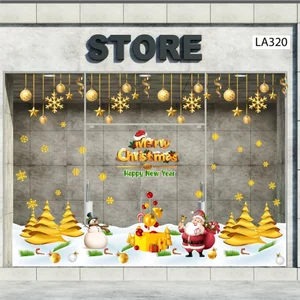 Tranh Dán Tường Ông Già Noel Và Cây Thông Vàng Trang Trí Noel, Nhà Cửa, Văn Phòng, Quà Tặng Người Thân