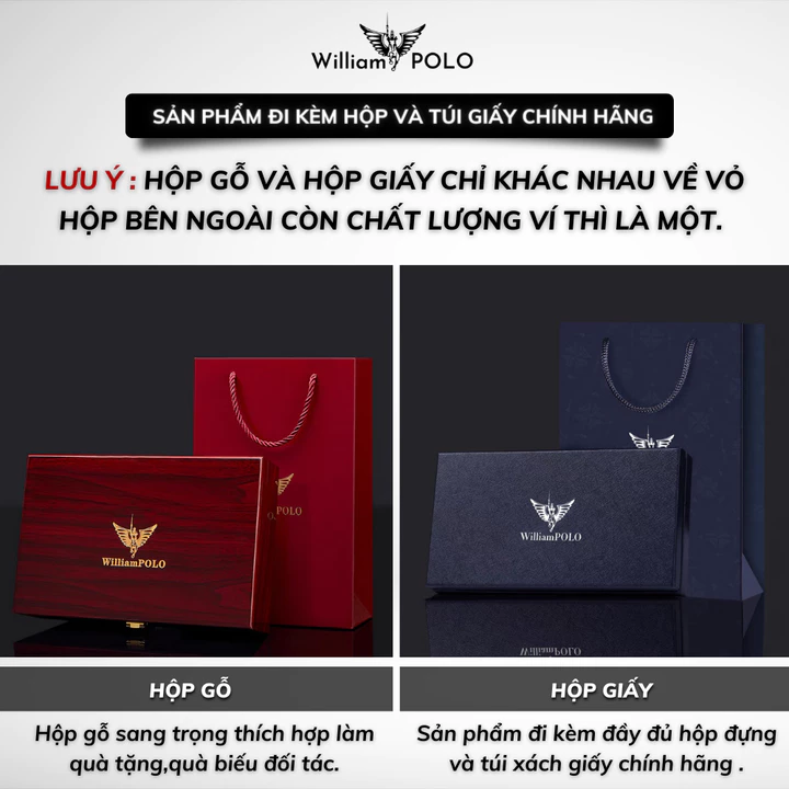 Ví dài cầm tay nam da bò chính hãng William POLO cao cấp ví đứng cầm tay full hộp đựng bóp nam da bò cao cấp – 2