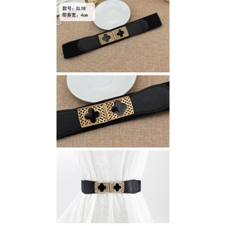 Đai váy liền, đai đầm, đai áo sơ mi, jumpsuit bản rộng 4cm, chất liệu co giãn, móc khóa họa tiết bông hoa 4 cánh W62