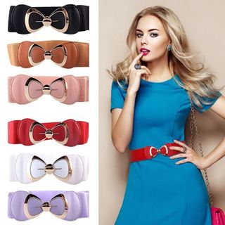 Đai váy liền, đai đầm, đai áo sơ mi, jumpsuit bản rộng 6cm, chất liệu co giãn, móc khóa kim loại họa tiết Nơ W63
