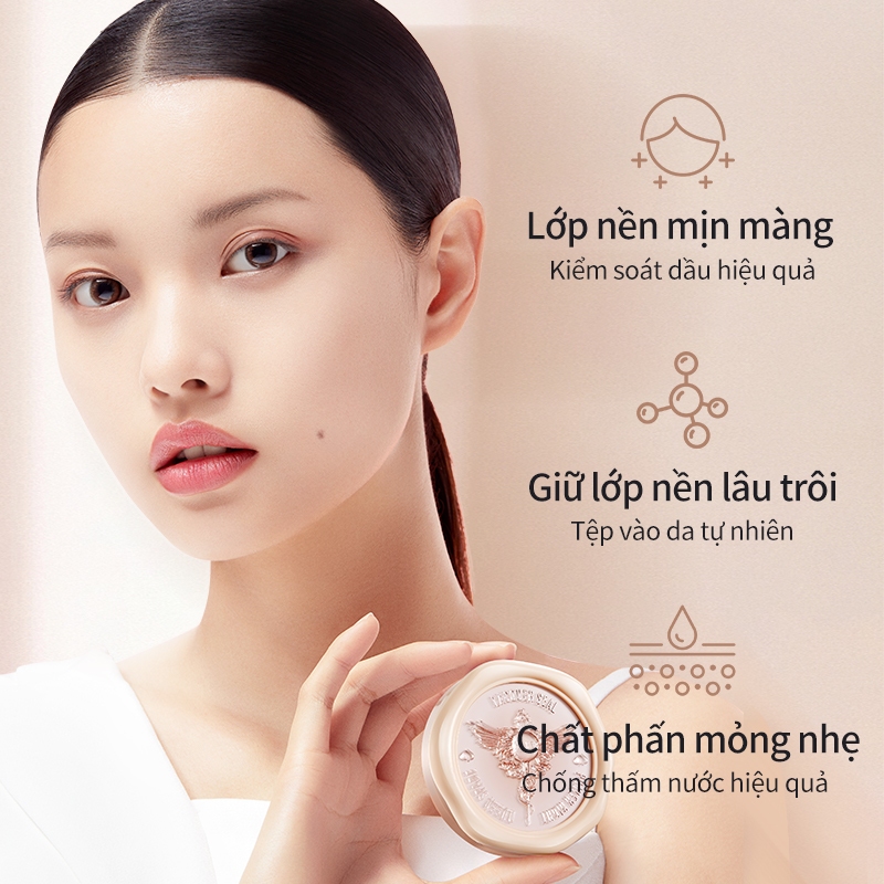 Phấn phủ dạng nén HEXZE 5g, mỏng nhẹ, kiềm dầu, kháng nước, giữ lớp nền lâu trôi