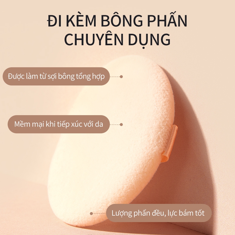 Phấn phủ dạng nén HEXZE 5g, mỏng nhẹ, kiềm dầu, kháng nước, giữ lớp nền lâu trôi