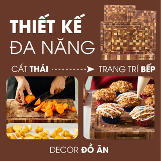 Thớt Gỗ Teak KATANA Tiện Dụng An Toàn Thực Phẩm KT00 Size 200x300x25mm Hình Chữ Nhật