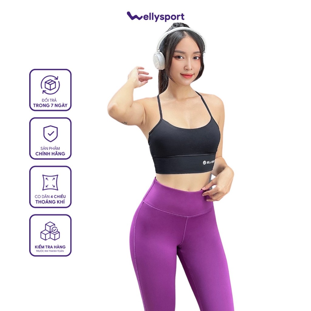 Quần Legging Nữ lửng, đồ tập Yoga, Gym Nữ Welly Sport, Màu Tím Pansy, Mã QTLN