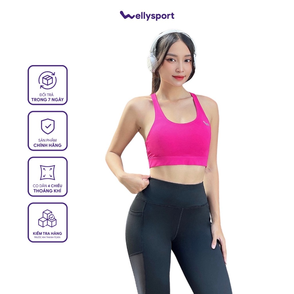 Quần Legging phối lưới, đồ tập Yoga, Gym Nữ Welly Sport, màu đen, Mã QLD05