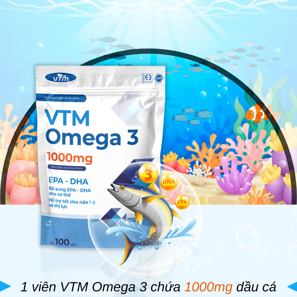Ảnh Viên uống dầu cá VTM OMEGA 3 tăng cường thị lực, bảo vệ tim mạch - gói 100v 2