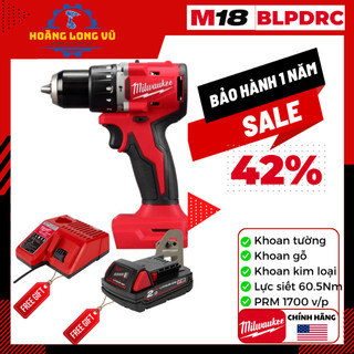 Máy Khoan Pin Milwaukee M18 BLPDRC | Thân máy Kèm Pin 2.0Ah + Sạc | Chính Hãng | Bảo Hành 12 Tháng