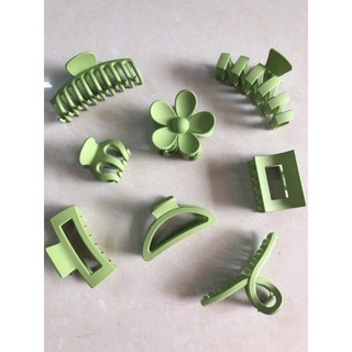 set kẹp tóc 8 món màu xanh bơ xinh xắn dễ thương