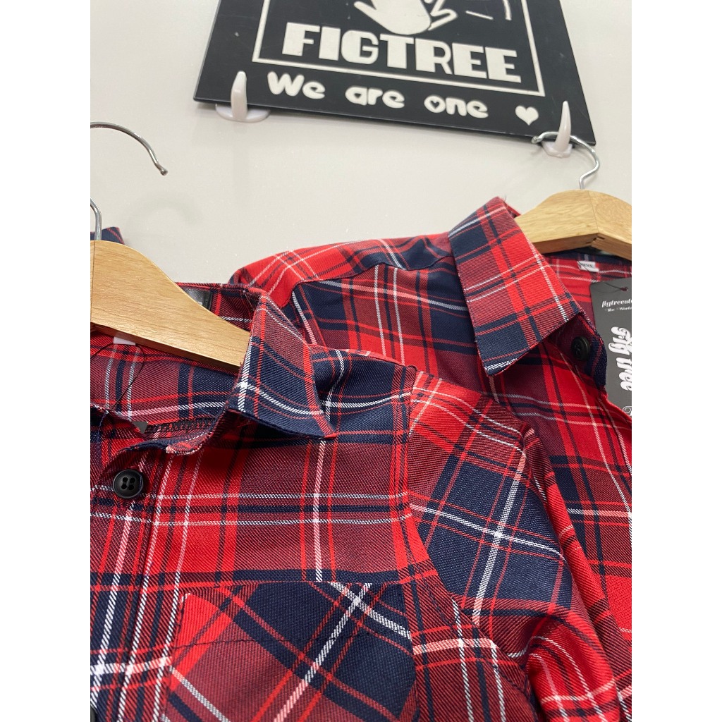 Set Đồng Phục Áo Sơ Mi Gia Đình Caro Đỏ Nổi Bật, Chất Cotton Phù hợp Mùa hè, Nhiều size, Ms 179A