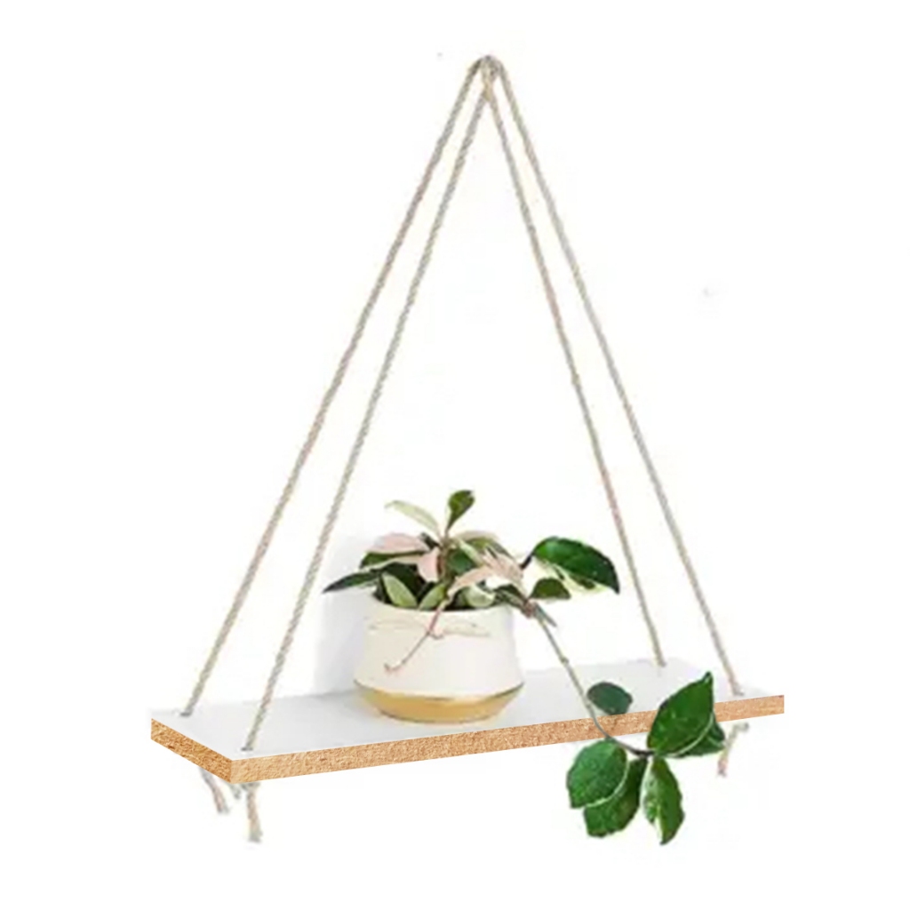 Kệ gỗ treo tường dây thừng trang trí, kệ thanh ngang để đồ tiện dụng, kệ treo tường xinh xắn