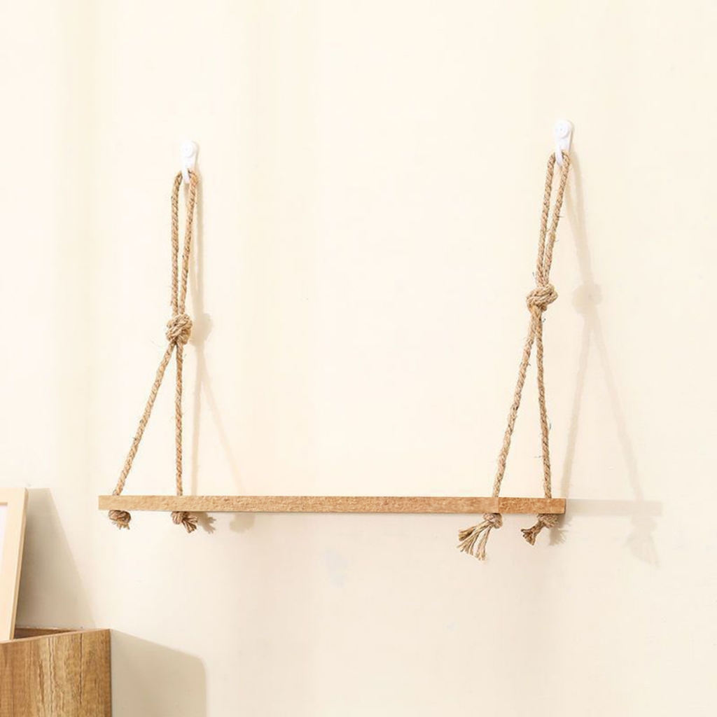 kệ treo tường trang trí kệ thanh ngang tặng kèm dây thừng decor nhà cực xinh - Nhu Y Decor