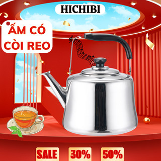 Ấm Đun Nước 3L Inox Hilogi Dùng Được Bếp Từ ,Các Loại Bếp , Có Reo Khi Sôi quai xách chắc chắn
