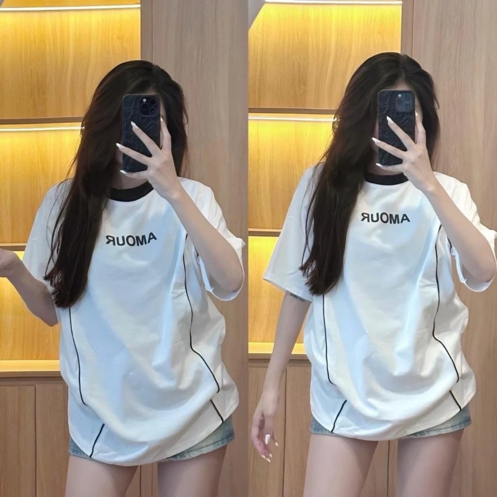 Áo thun unisex nữ tay lỡ form rộng in chữ AMOUD THUUNISEX M1162