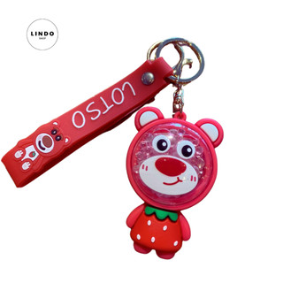 Móc Khóa Gấu Dâu Thơm LINDO, Móc Khóa Xinh Xắn, Quà Tặng Đáng Yêu, Treo Balo, Cặp