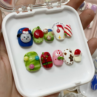 Nailbox nặn gel nổi merry Christmas form ngắn được đổi form