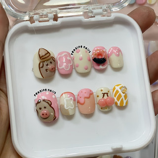 Nailbox nặn gel nổi heo con form ngắn dễ thương