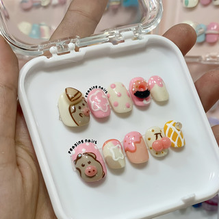 Nailbox nặn gel nổi heo con form ngắn dễ thương