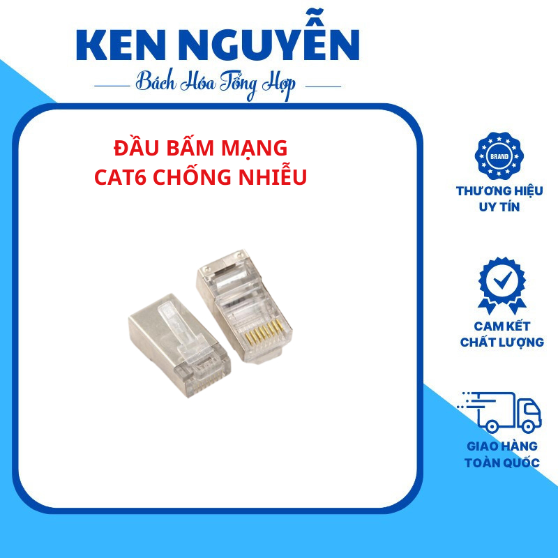 Đầu Bấm Dây Cáp Mạng RJ45 CAT6 Chống Nhiễu Có Bán Lẻ 10 cái | Shopee ...