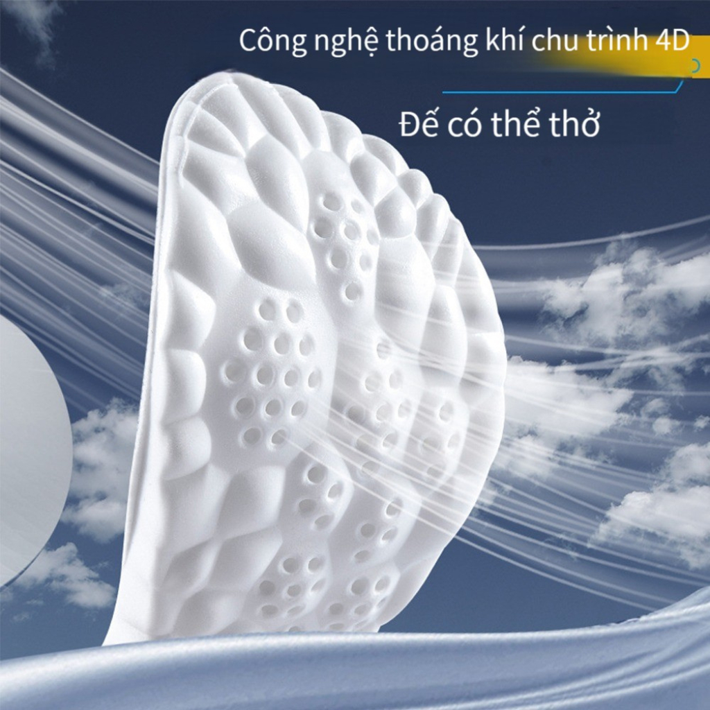 Lót giày thể thao 4D, Miếng lót giày cao su non, Miếng đế lót giày cao cấp êm đàn hồi thoáng khí chống sốc - ảnh 3