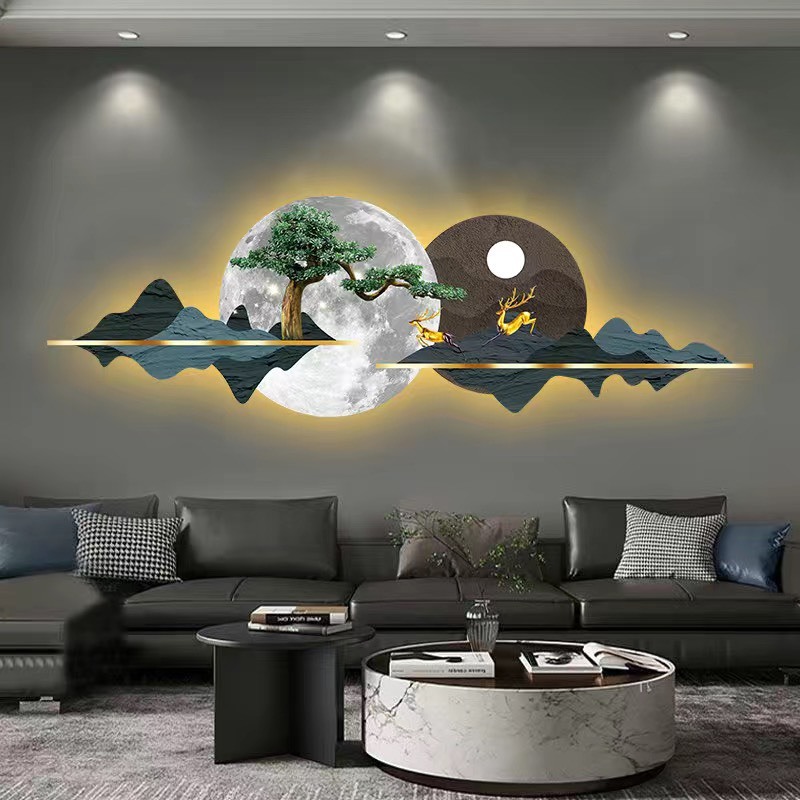 Đèn - Tranh Treo Tường Đèn Led Họa Tiết Phong Cảnh Tráng Gương Trang trí  Phòng Khách/ Phòng Ngủ/ Cửa hàng /Spa