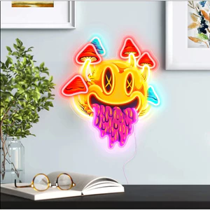 Đèn LED Neon Độc Đáo - Hình Mặt Cười Kết Hợp Cây Nấm [35cm] - Trang Trí Phòng Ấm Cúng, Quán Bar Cá Tính |CCNEON
