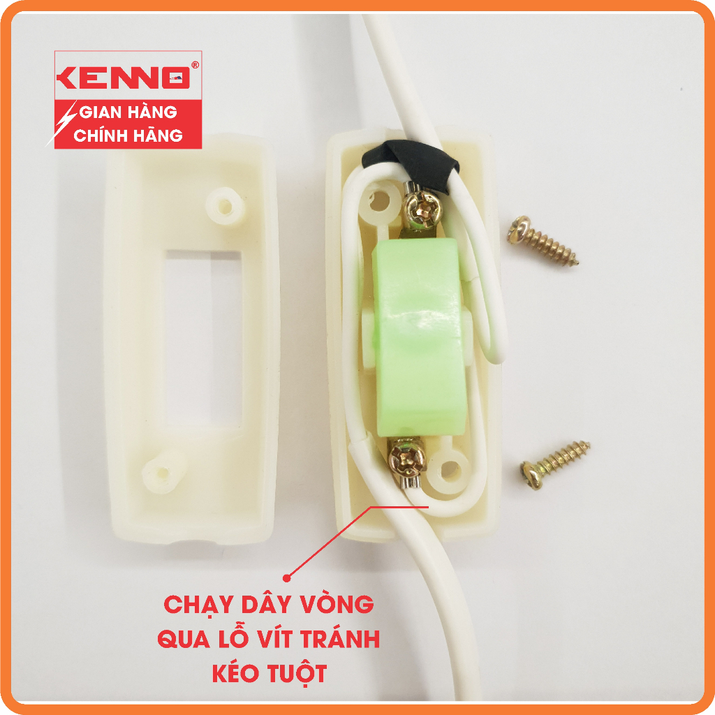 Công tắc điện quả nhót bật dạ quang KENNO NT cực đồng đúc