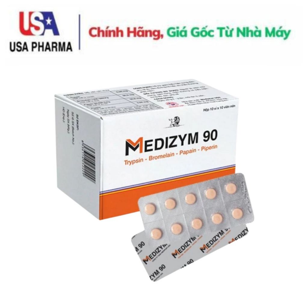 Viên uống Medizym 90 Hỗ trợ giảm các biểu hiện sưng, đau, phù nề do ...