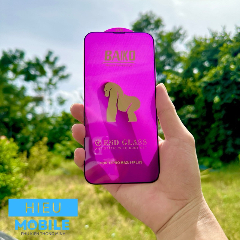 Kính cường lực Baiko tím cho iPhone kèm khăn lau và miếng dính bụi