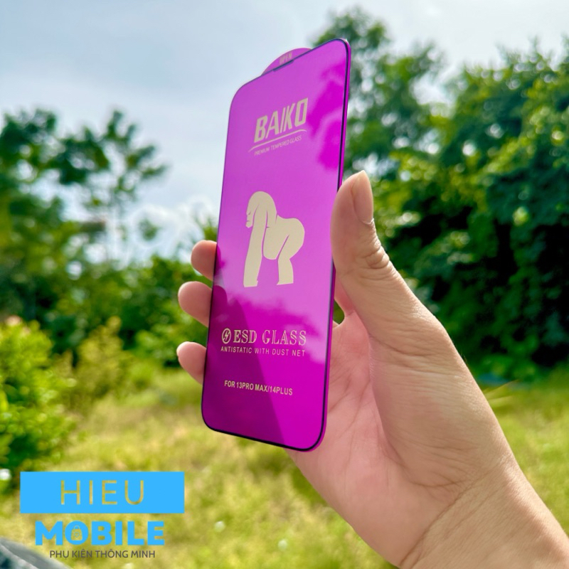 Kính cường lực Baiko tím cho iPhone kèm khăn lau và miếng dính bụi