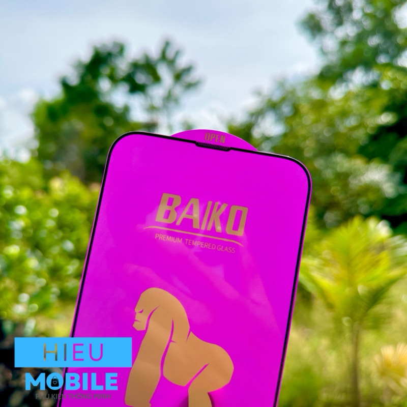 Kính cường lực Baiko tím cho iPhone kèm khăn lau và miếng dính bụi