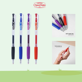 Bút Bi Gel Bấm Ngòi 0.5mm CLASSMATE, Bút Gel Mực Xanh Đen Đỏ Tím Viết Trơn Tru Có Ngòi Thay Thế Cl-GP106