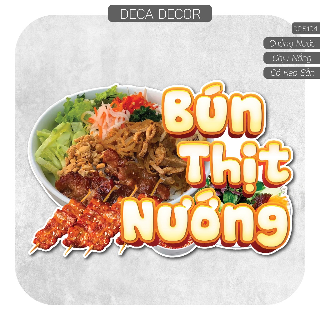 Decal BÚN THỊT NƯỚNG - Hình dán chống nước, chống nắng dán ngoài trời ...