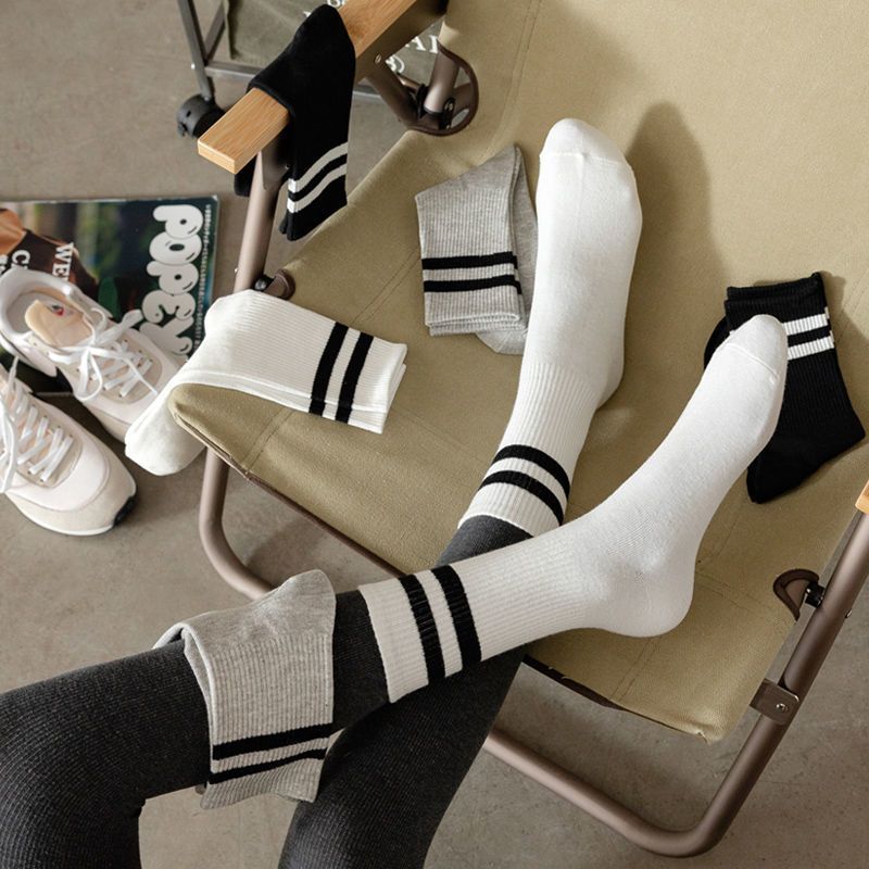 Tất cao cổ nữ kẻ sọc phong cách hàn quốc - Vớ nữ cotton mịn, co dãn ôm chân ZANABRA T588