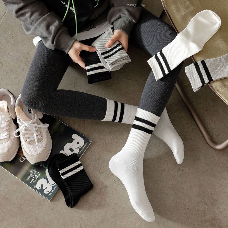 Tất cao cổ nữ kẻ sọc phong cách hàn quốc - Vớ nữ cotton mịn, co dãn ôm chân ZANABRA T588