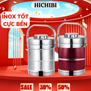 Hộp đựng cơm giữ nhiệt 3 ngăn 1300ml inox đặc 2 lớp đậy kín giữ nhiệt đựng cơm văn phòng tiện lợi cao cấp