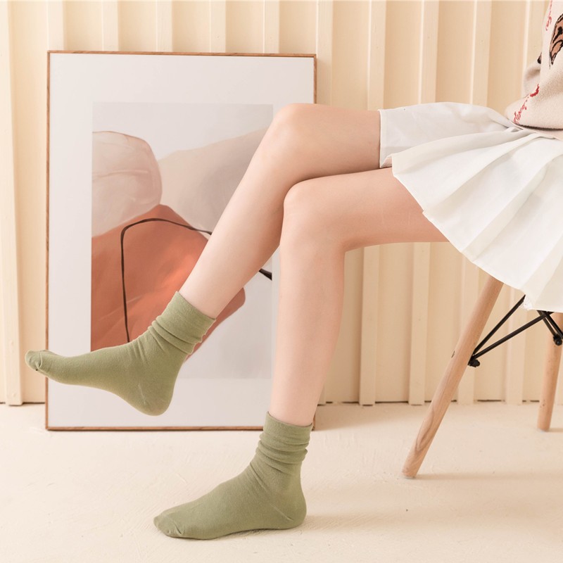 Tất cổ cao nữ cotton trơn mịn - Vỡ nữ giữ ấm, khử mùi tốt ZANABRA T786