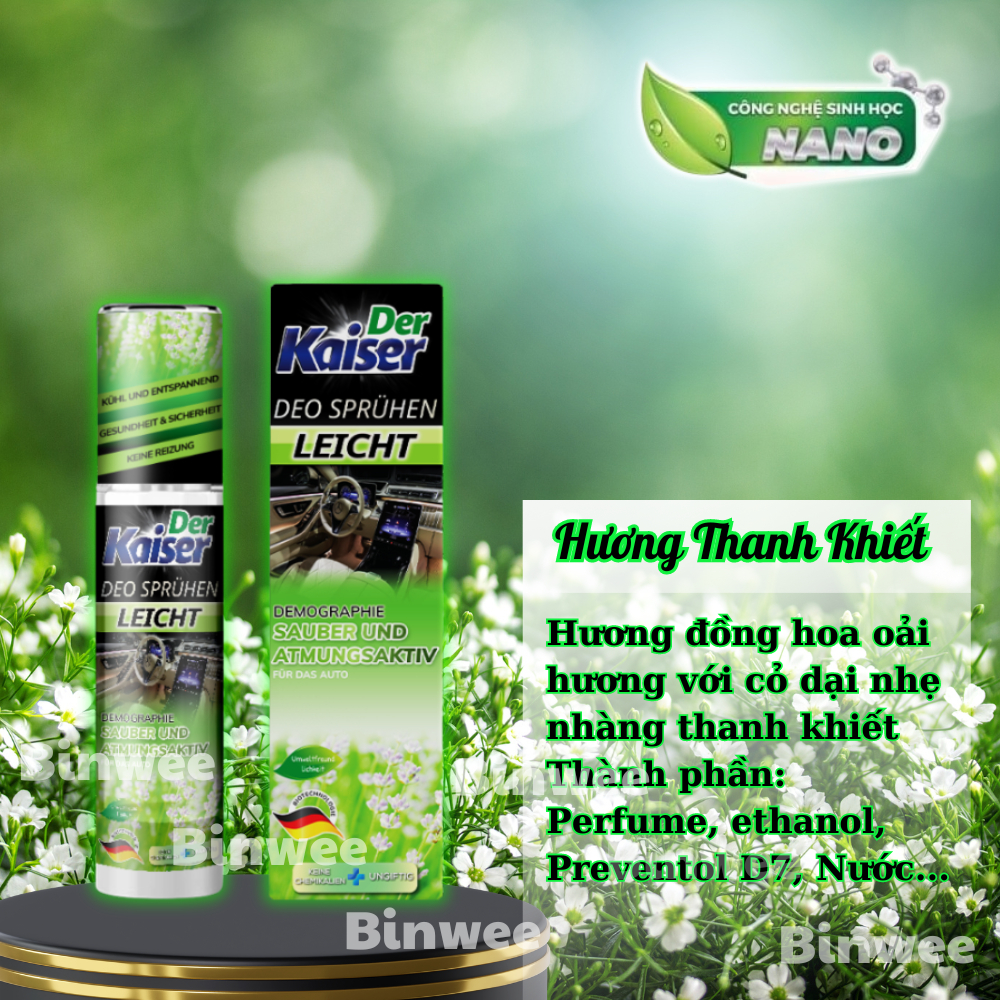 Xịt khử mùi khử khuẩn ô tô cao cấp Der Kaiser 150ml công nghệ Đức loại bỏ mùi hôi hương thơm tươi mát dễ chịu