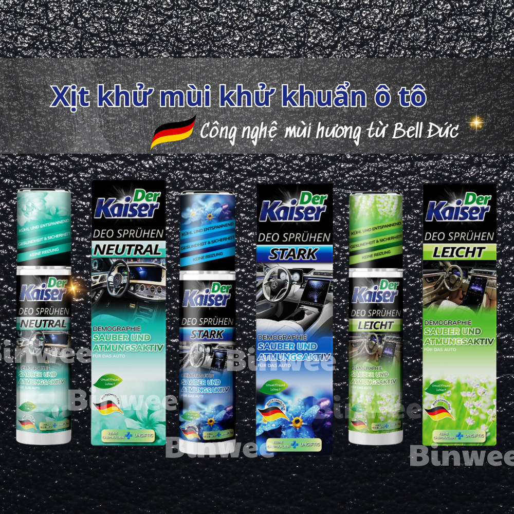 Xịt khử mùi khử khuẩn ô tô cao cấp Der Kaiser 150ml công nghệ Đức loại bỏ mùi hôi hương thơm tươi mát dễ chịu
