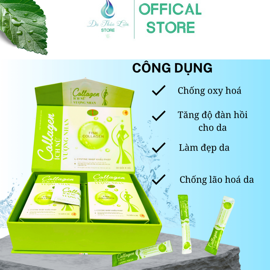 Ảnh Collagen ích Nữ Vượng Nhan Dạ Thảo Liên 1 Hộp 30 Gói | Collagen Ich Nu Vuong Nhan Da Thao Lien 1 Box of 30 Packets 3