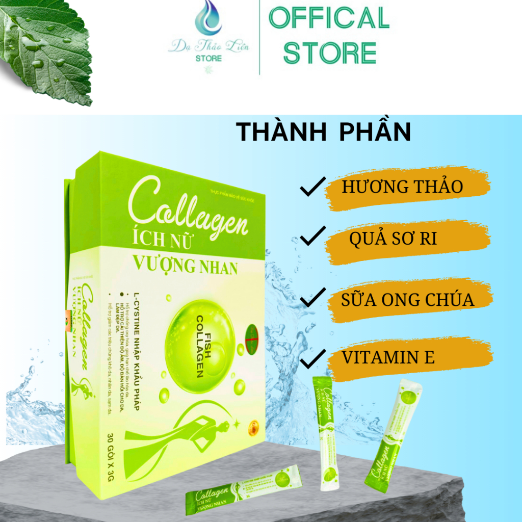 Ảnh Collagen ích Nữ Vượng Nhan Dạ Thảo Liên 1 Hộp 30 Gói | Collagen Ich Nu Vuong Nhan Da Thao Lien 1 Box of 30 Packets 4
