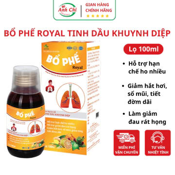 Bổ phế tinh dầu khuynh điệp ROYAL giảm ho, viêm phế quản, đau rát họng, siro ho cho bé thảo dược