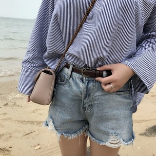 Thắt lưng nữ bản nhỏ Broobelt mặt tròn vàng cổ đơn giản, dây nịt da nữ size 2cm kiểu Hàn Quốc TL57